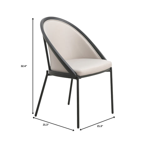 Urbane Dining Chair in Vinyl Fabric with Curved Back and Stainless Steel Legs Set of 2