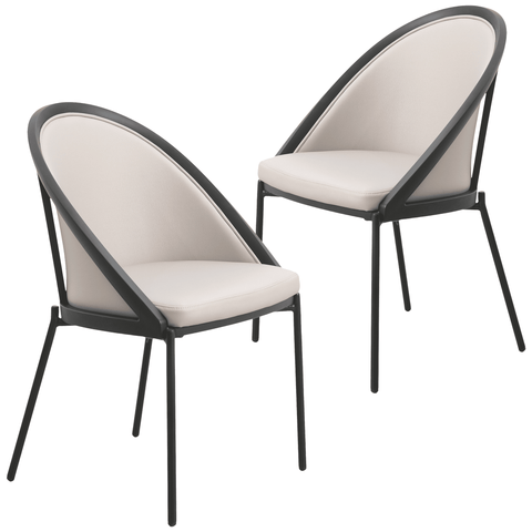Urbane Dining Chair in Vinyl Fabric with Curved Back and Stainless Steel Legs Set of 2