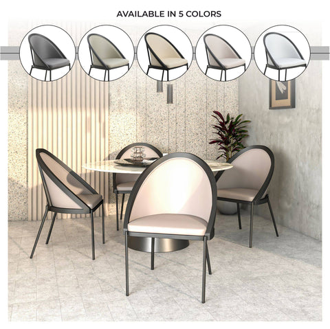 Urbane Dining Chair in Vinyl Fabric with Curved Back and Stainless Steel Legs Set of 2