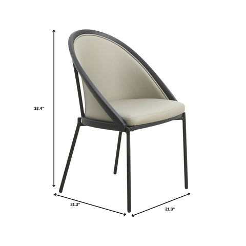 Urbane Dining Chair in Vinyl Fabric with Curved Back and Stainless Steel Legs Set of 2