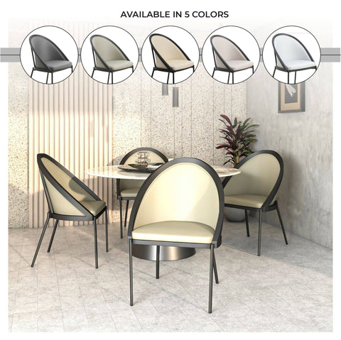 Urbane Dining Chair in Vinyl Fabric with Curved Back and Stainless Steel Legs Set of 2