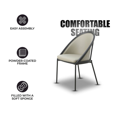 Urbane Dining Chair in Vinyl Fabric with Curved Back and Stainless Steel Legs Set of 2