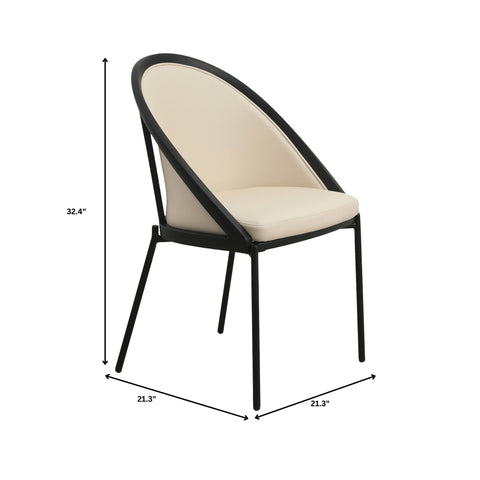 Urbane Dining Chair in Vinyl Fabric with Curved Back and Stainless Steel Legs Set of 2