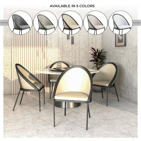 Urbane Dining Chair in Vinyl Fabric with Curved Back and Stainless Steel Legs Set of 2