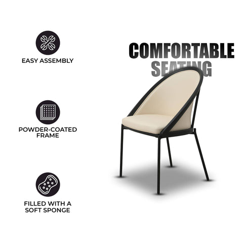 Urbane Dining Chair in Vinyl Fabric with Curved Back and Stainless Steel Legs Set of 2