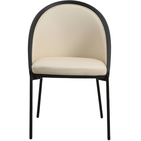 Urbane Dining Chair in Vinyl Fabric with Curved Back and Stainless Steel Legs Set of 2
