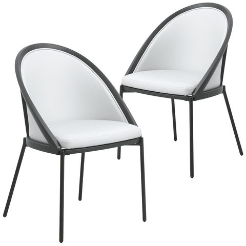 Urbane Dining Chair in Vinyl Fabric with Curved Back and Stainless Steel Legs Set of 2