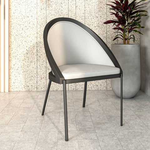 Urbane Dining Chair in Vinyl Fabric with Curved Back and Stainless Steel Legs Set of 2