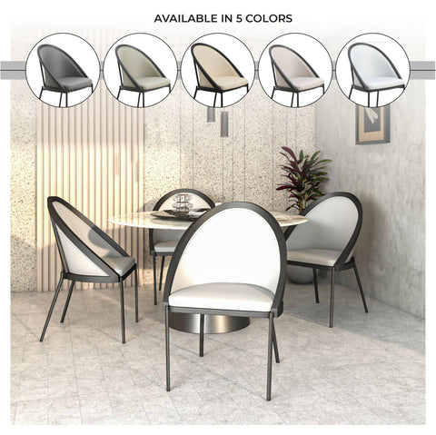 Urbane Dining Chair in Vinyl Fabric with Curved Back and Stainless Steel Legs Set of 2