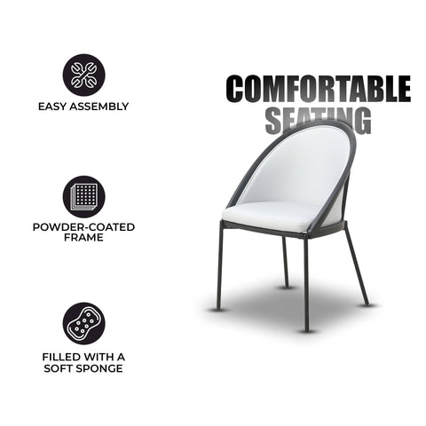 Urbane Dining Chair in Vinyl Fabric with Curved Back and Stainless Steel Legs Set of 2