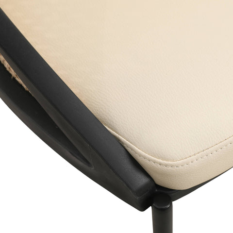 Urbane Dining Chair with Vinyl Fabric Seat and Wicker Backrest in Stainless Steel Legs Set of 4