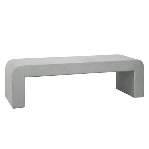 Vint 63" Wide Upholstered Bench in Boucle/Velvet with Curved Waterfall Design