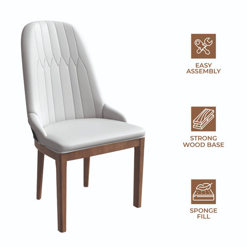 Verisma Dining Chair Upholstered in Leather with Diamond Stitching Back Design Set of 2