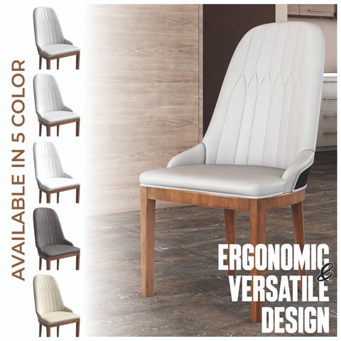 Verisma Dining Chair Upholstered in Leather with Diamond Stitching Back Design Set of 2