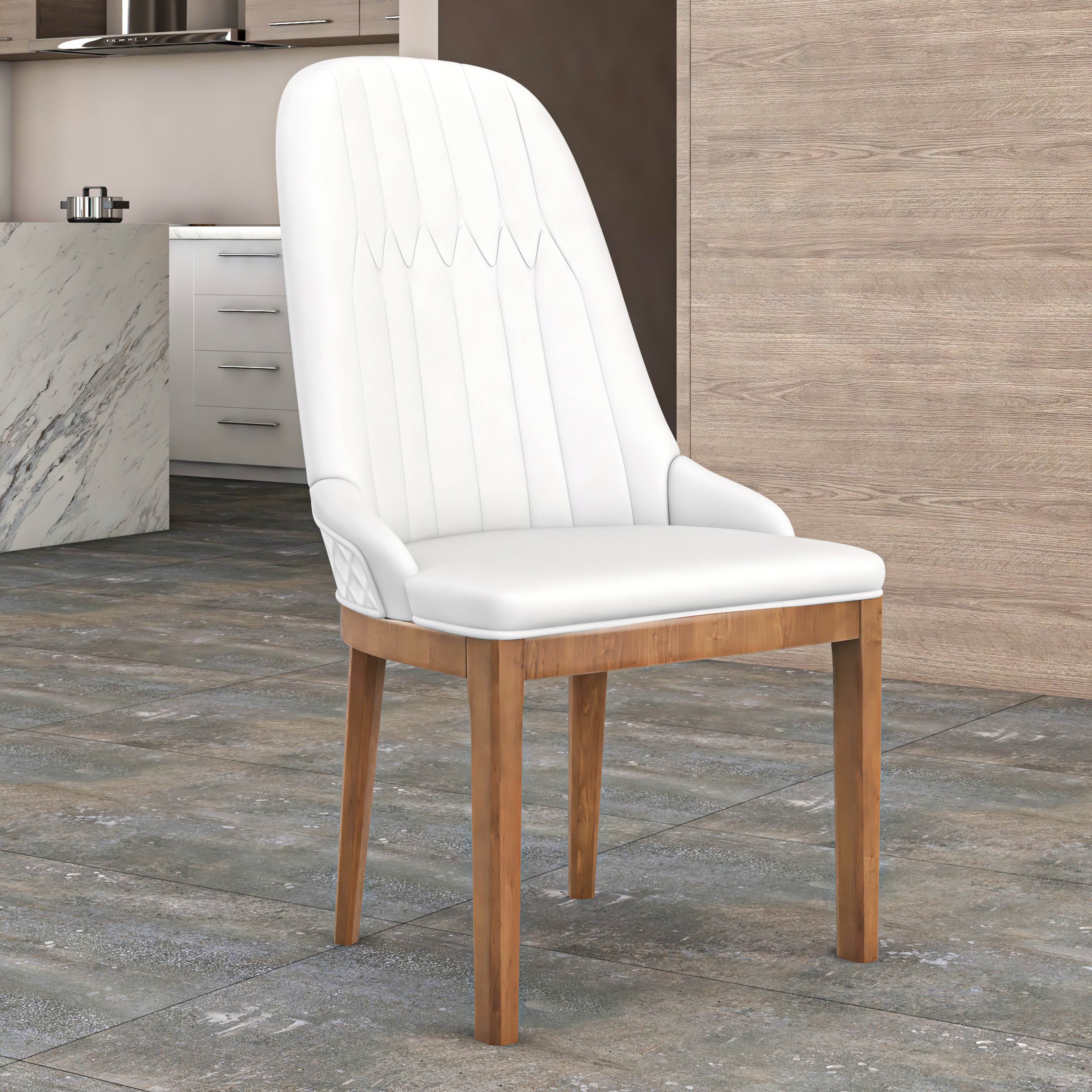 Verisma Dining Chair Upholstered in Leather with Diamond Stitching Back Design