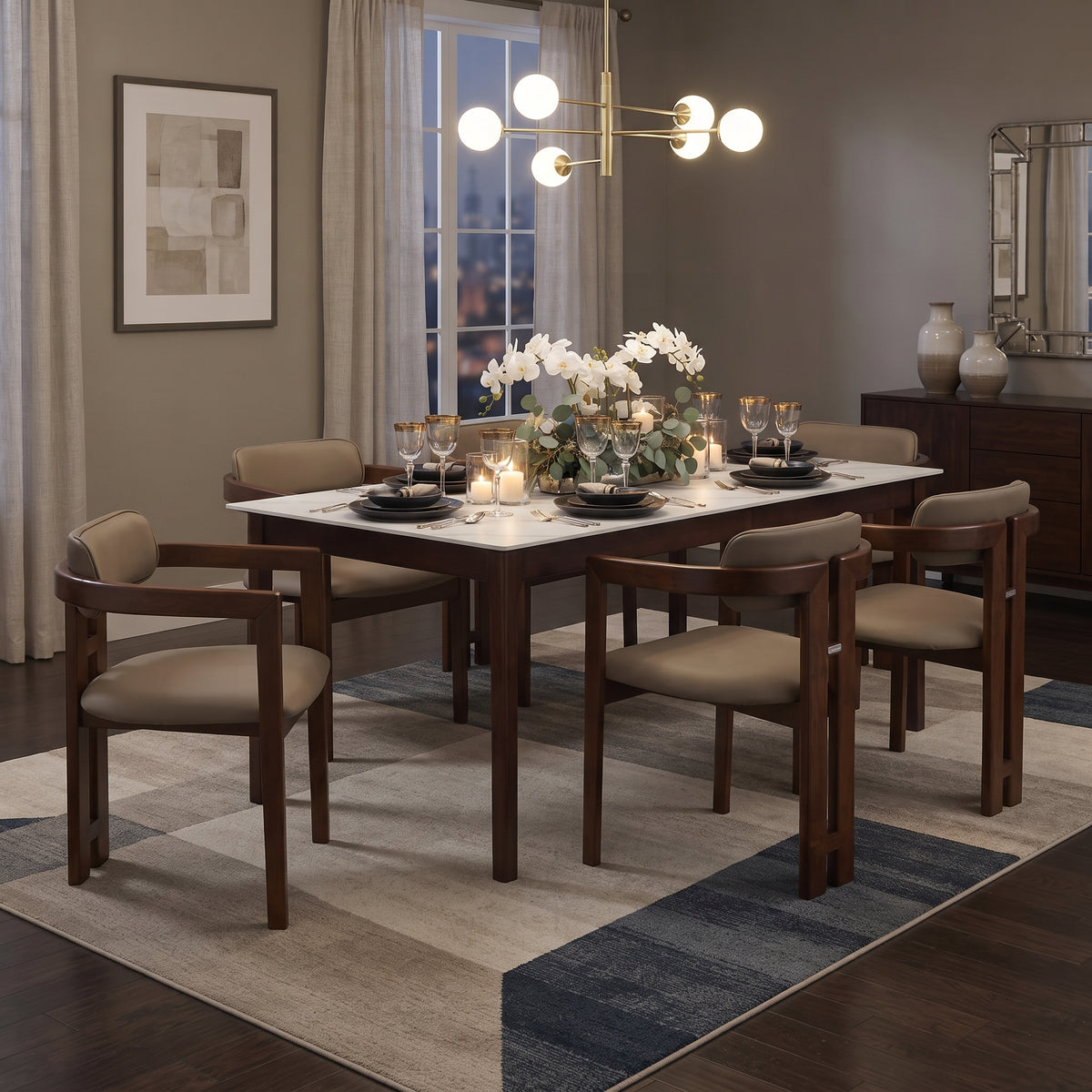 Velo Series Dining Chair with Upholstered Leather and Rubberwood Legs