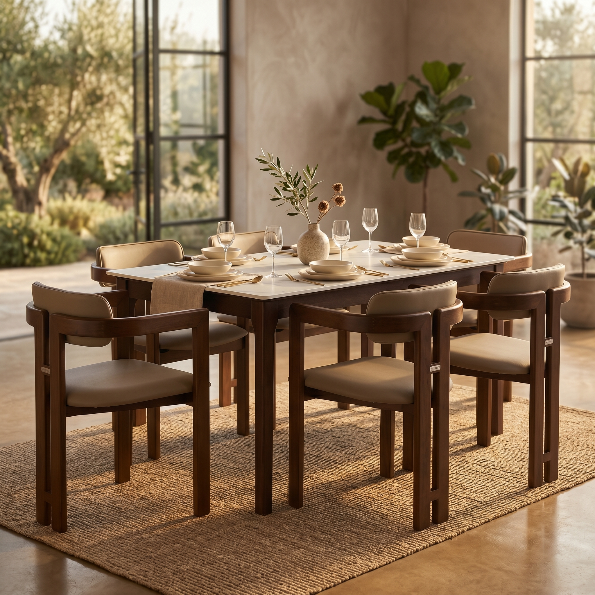 Velo Series Dining Chair with Upholstered Leather and Rubberwood Legs
