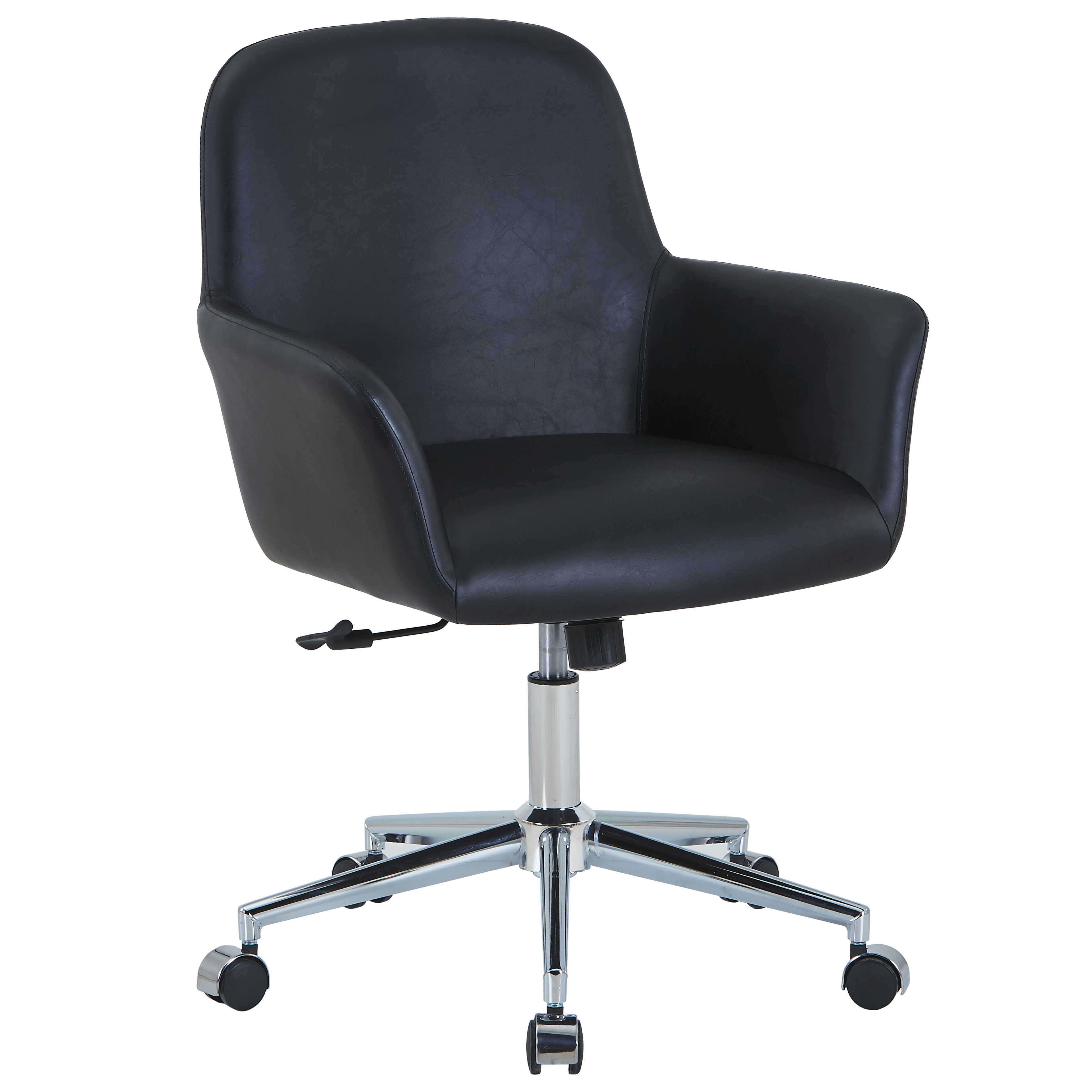Vanguard Leather Mid-Back Office Chair with Chrome Metal Frame
