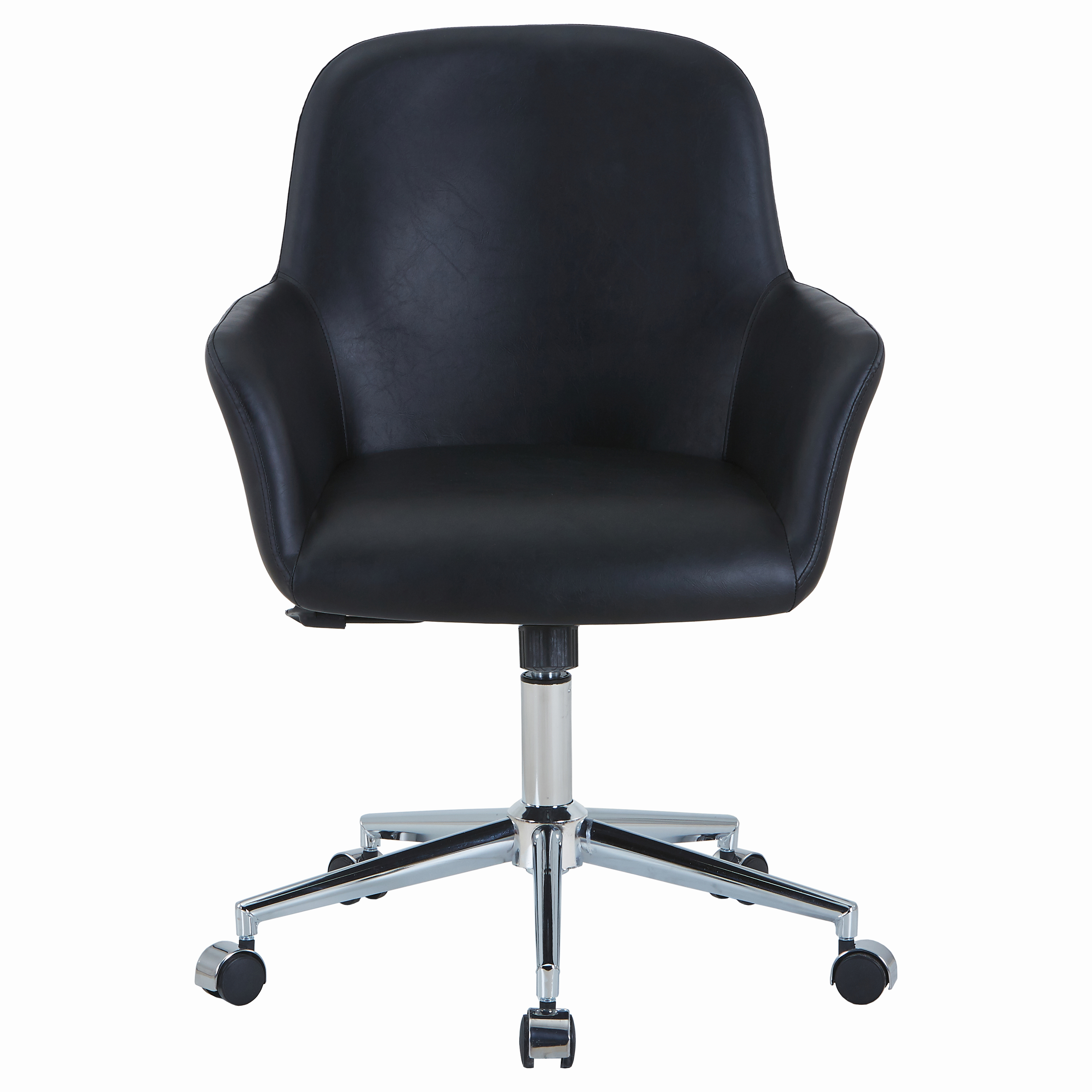 Vanguard Leather Mid-Back Office Chair with Chrome Metal Frame