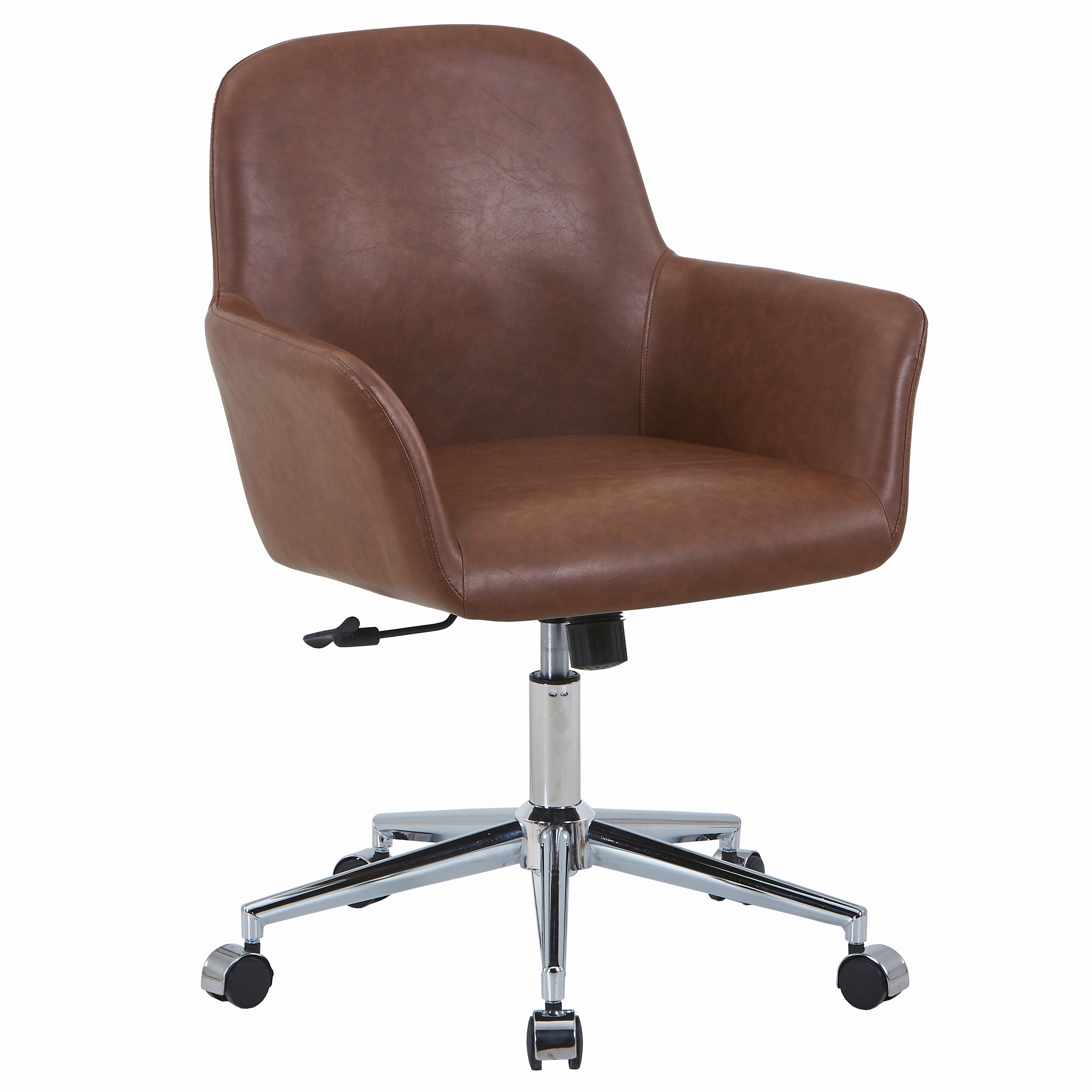 Vanguard Leather Mid-Back Office Chair with Chrome Metal Frame