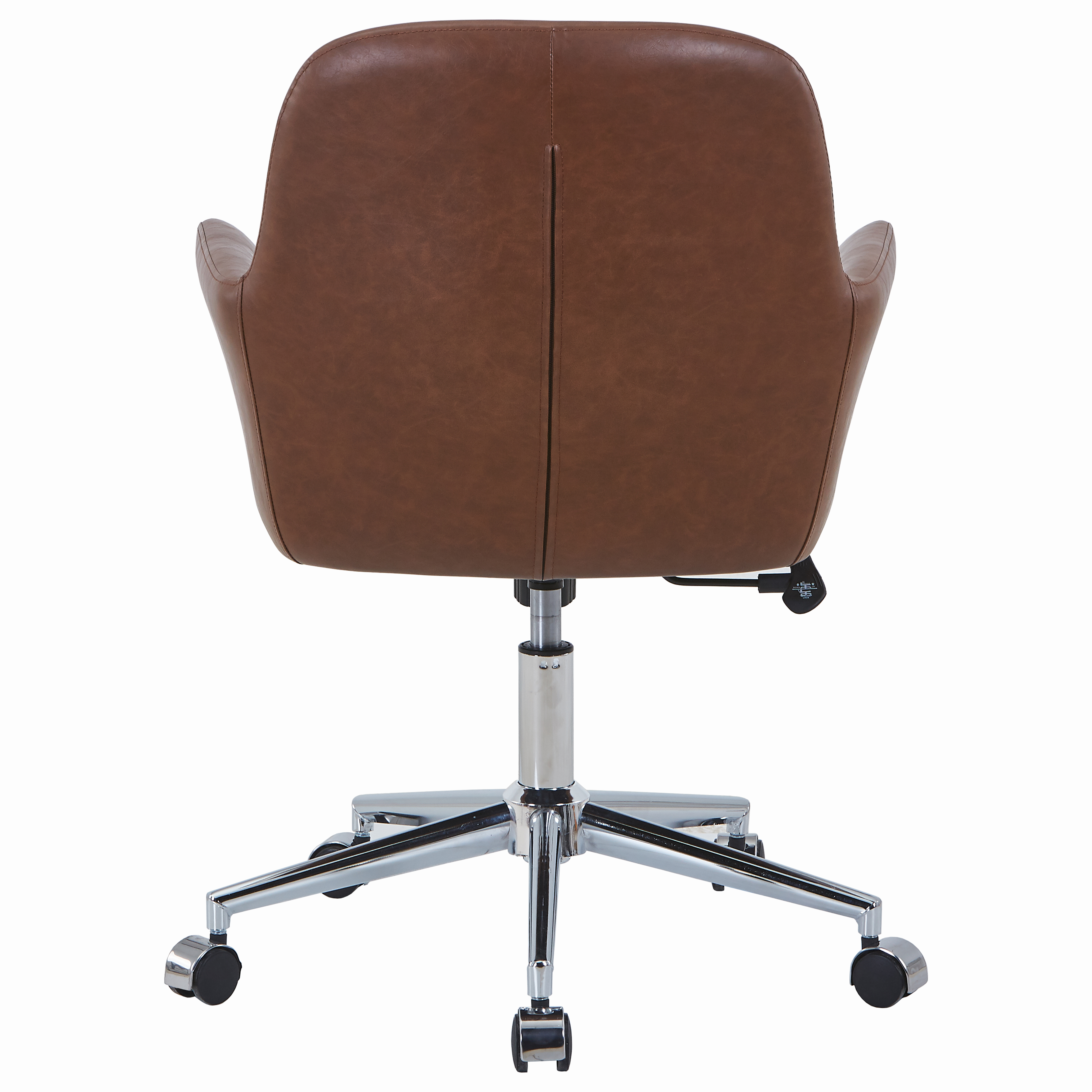 Vanguard Leather Mid-Back Office Chair with Chrome Metal Frame