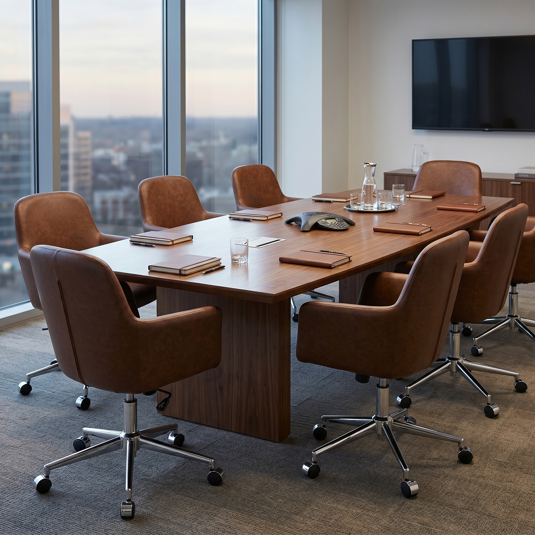 Vanguard Leather Mid-Back Office Chair with Chrome Metal Frame