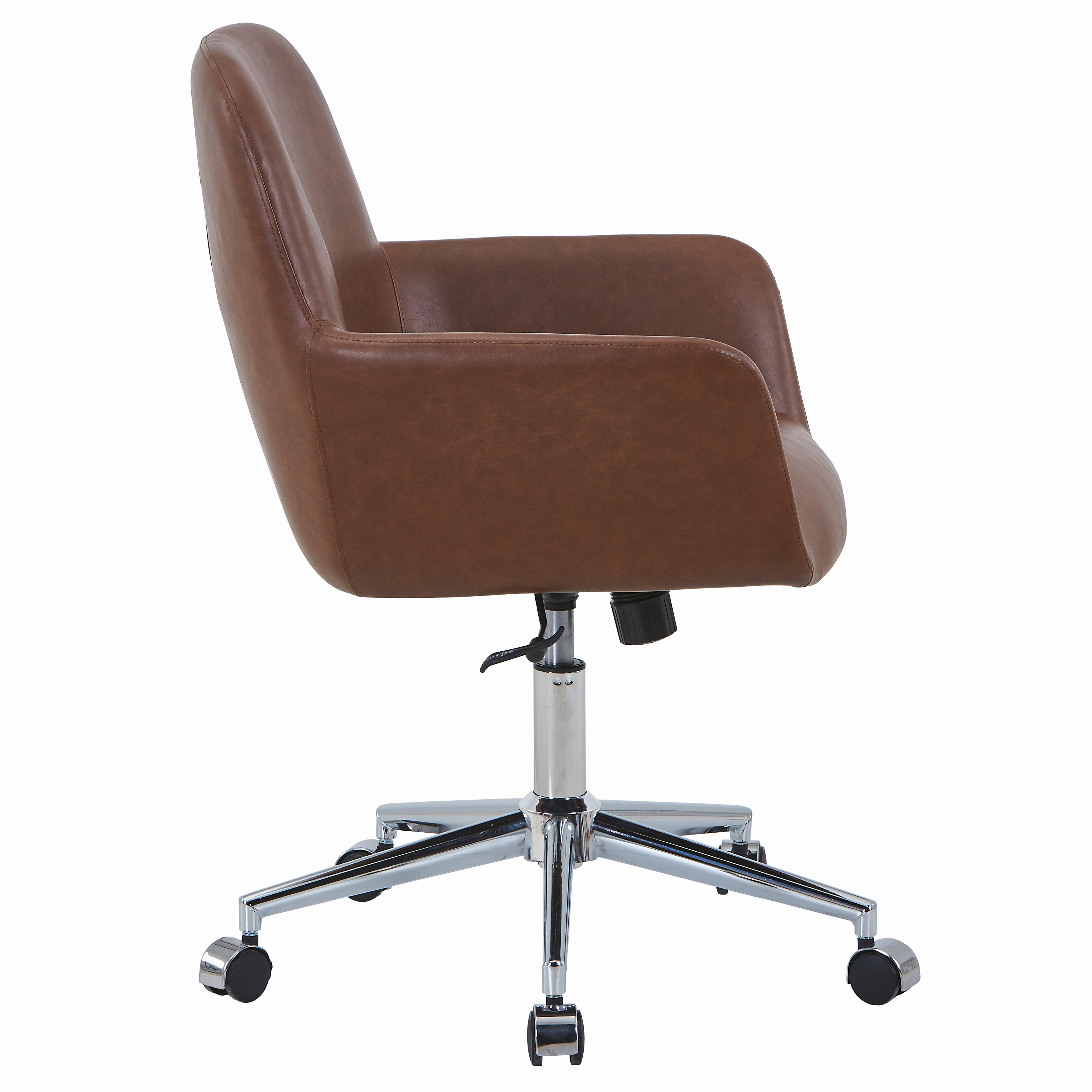 Vanguard Leather Mid-Back Office Chair with Chrome Metal Frame