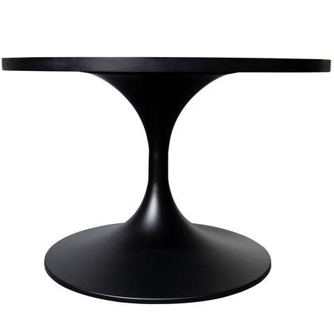 Verve Round Coffee Table with MDF/Resin/Sintered Stone Tabletop and Black Stainless Steel Base