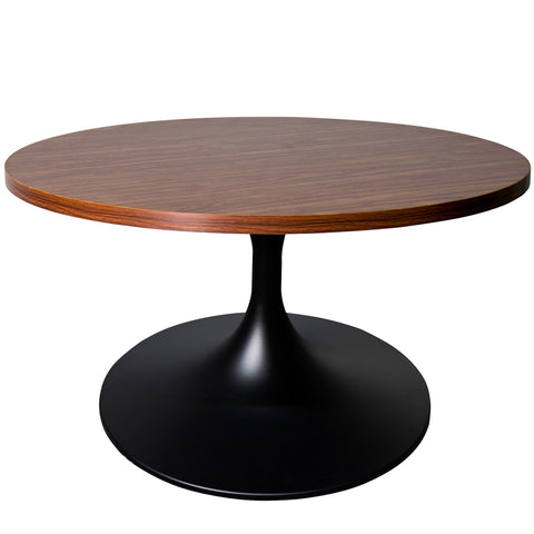 Verve Round Coffee Table with MDF/Resin/Sintered Stone Tabletop and Black Stainless Steel Base