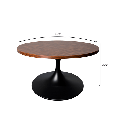 Verve Round Coffee Table with MDF/Resin/Sintered Stone Tabletop and Black Stainless Steel Base