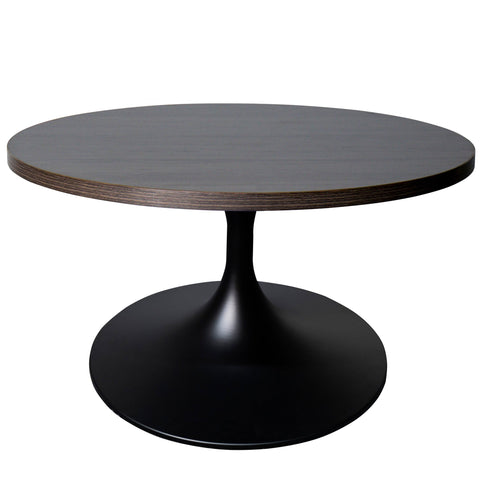 Verve Round Coffee Table with MDF/Resin/Sintered Stone Tabletop and Black Stainless Steel Base
