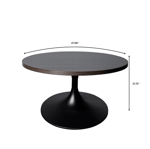 Verve Round Coffee Table with MDF/Resin/Sintered Stone Tabletop and Black Stainless Steel Base
