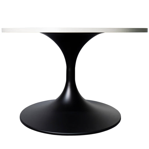 Verve Round Coffee Table with MDF/Resin/Sintered Stone Tabletop and Black Stainless Steel Base