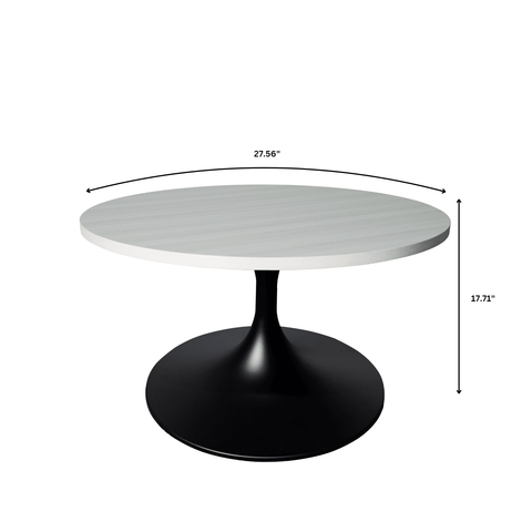 Verve Round Coffee Table with MDF/Resin/Sintered Stone Tabletop and Black Stainless Steel Base