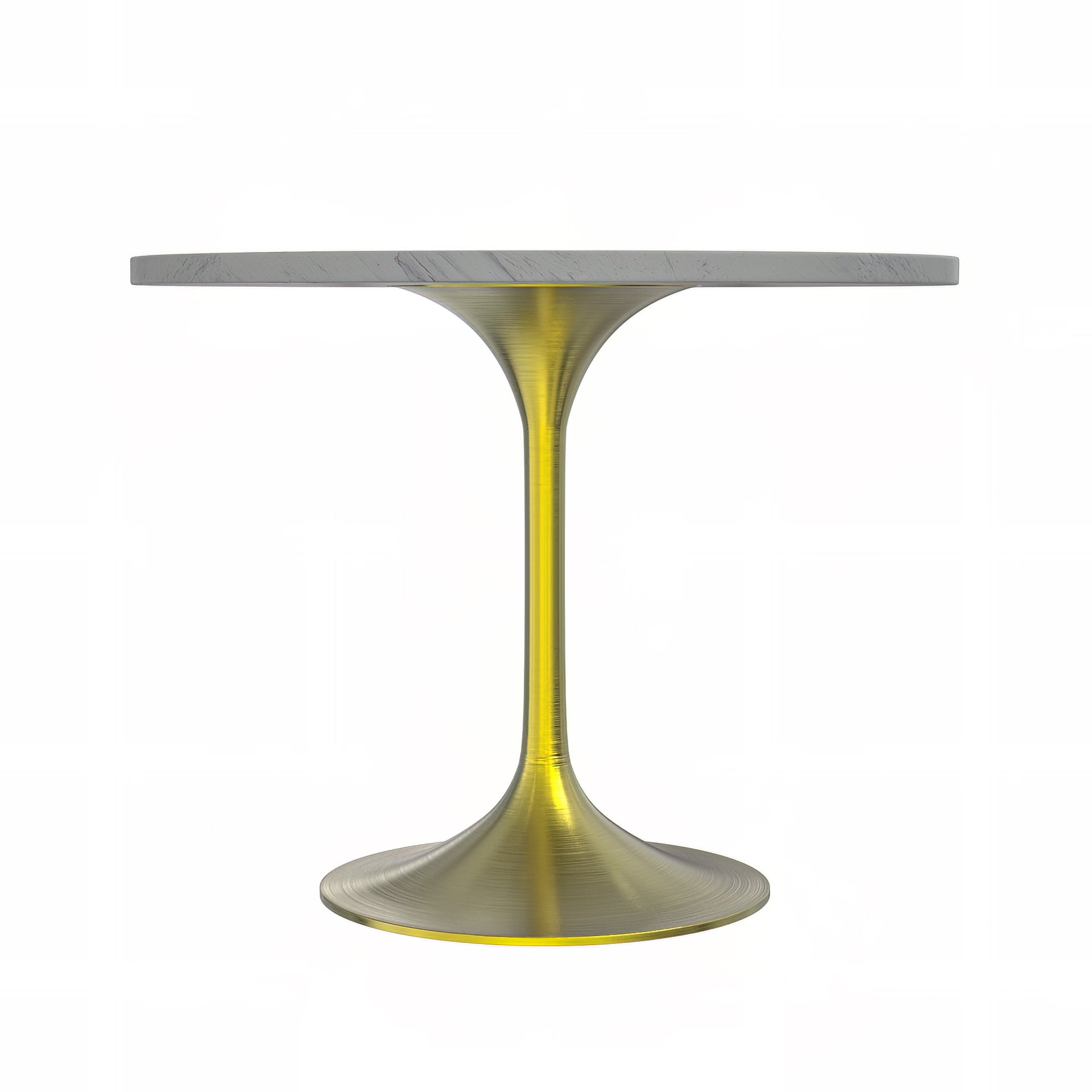 Verve Round Dining Table with MDF/Sintered Stone/Resin Tabletop in Gold Stainless Steel Pedestal Base