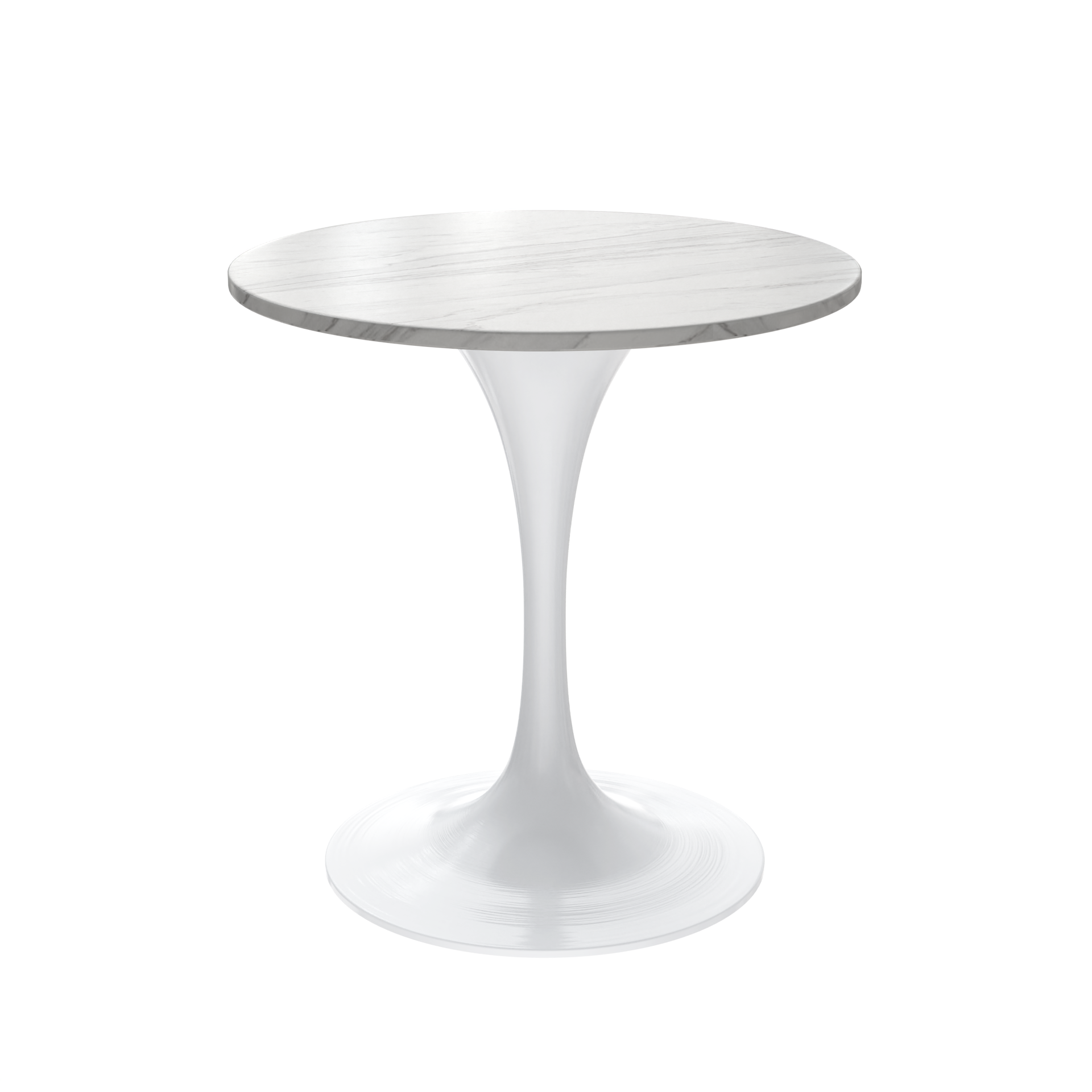 Verve Round Dining Table with MDF/Sintered Stone/Resin Tabletop in White Stainless Steel Pedestal Base