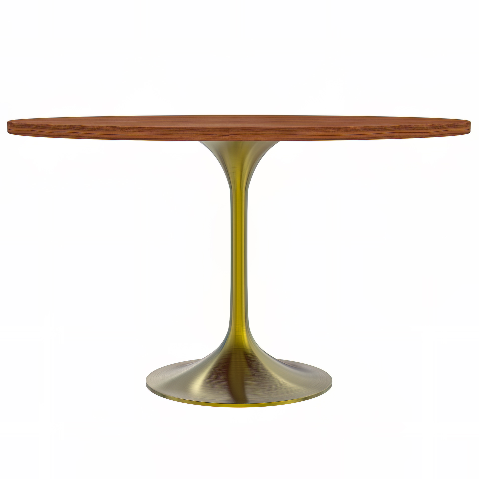Verve Round Dining Table with MDF/Sintered Stone/Resin Tabletop in Gold Stainless Steel Pedestal Base
