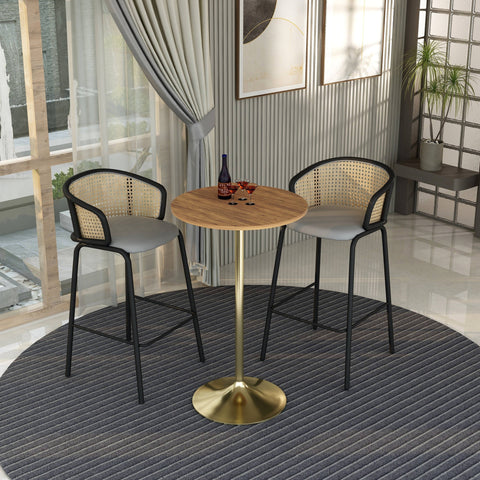 Verve Bar Height Dining Table with Round MDF/Sintered Stone/Resin Top & Gold Stainless Steel Base