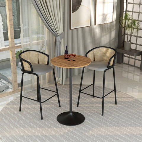 Verve Bar Height Dining Table with Round MDF/Sintered Stone/Resin Top & Black Stainless Steel Base