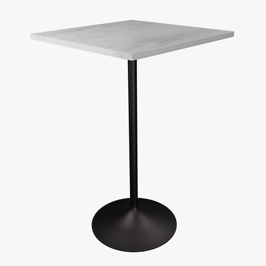 Verve Bar Height Dining Table with Square Resin Top and Black/Gold/White Stainless Steel Base