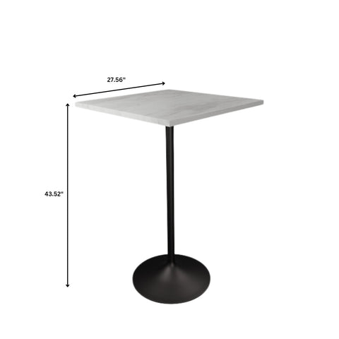 Verve Bar Height Dining Table with Square Resin Top and Black/Gold/White Stainless Steel Base