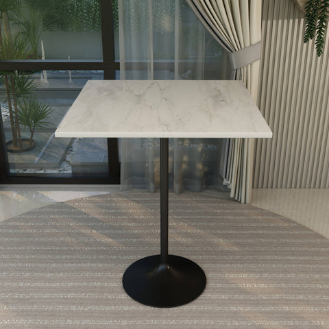Verve Bar Height Dining Table with Square Resin Top and Black/Gold/White Stainless Steel Base