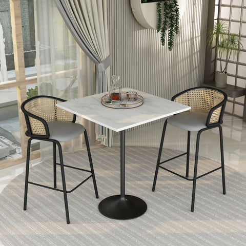 Verve Bar Height Dining Table with Square Resin Top and Black/Gold/White Stainless Steel Base