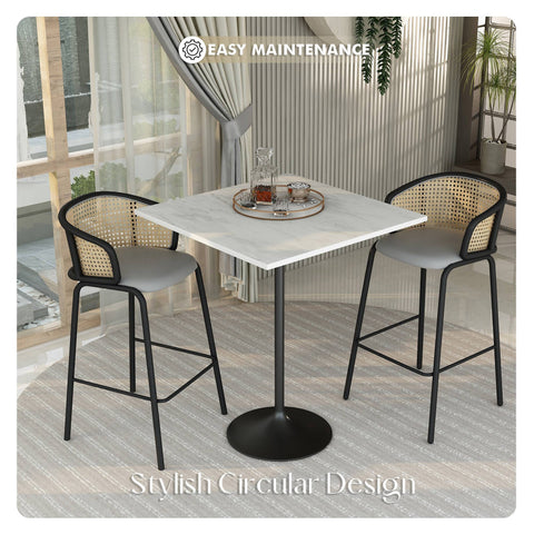 Verve Bar Height Dining Table with Square Resin Top and Black/Gold/White Stainless Steel Base