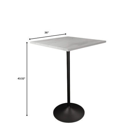 Verve Bar Height Dining Table with Square Resin Top and Black/Gold/White Stainless Steel Base