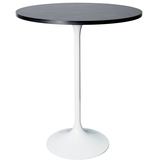 Verve Bar Height Dining Table with Round MDF/Sintered Stone/Resin Top and White Stainless Steel Pedestal Base