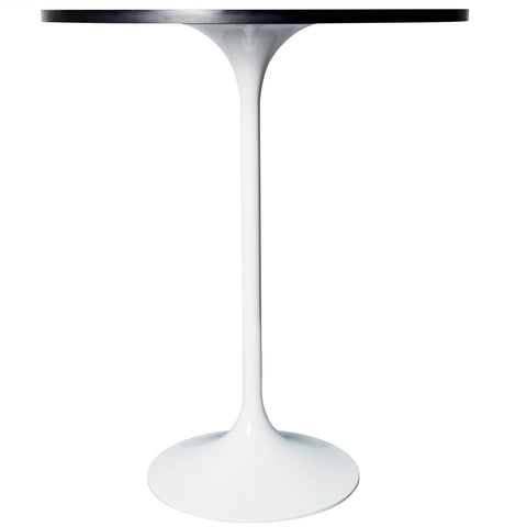 Verve Bar Height Dining Table with Round MDF/Sintered Stone/Resin Top and White Stainless Steel Pedestal Base