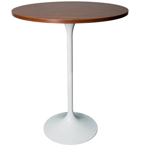 Verve Bar Height Dining Table with Round MDF/Sintered Stone/Resin Top and White Stainless Steel Pedestal Base