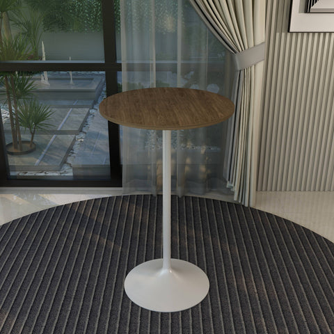 Verve Bar Height Dining Table with Round MDF/Sintered Stone/Resin Top and White Stainless Steel Pedestal Base