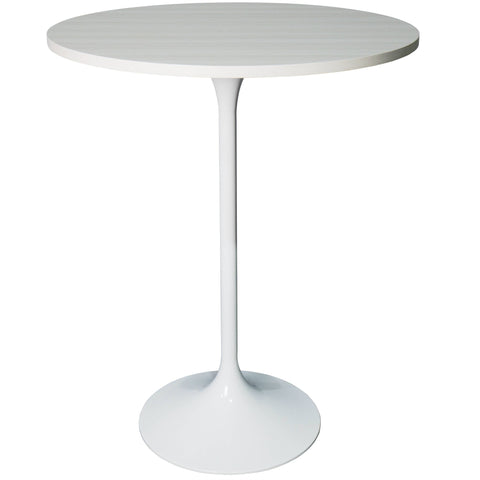 Verve Bar Height Dining Table with Round MDF/Sintered Stone/Resin Top and White Stainless Steel Pedestal Base